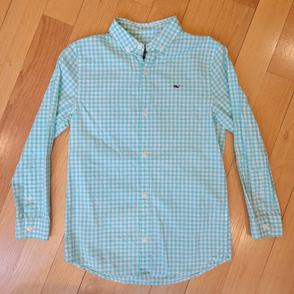 Vineyard Vines Light Blue Checkered Kids Button Down Shirt